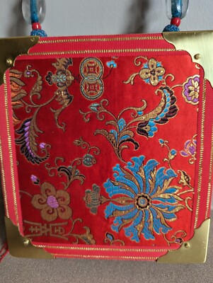 Vintage Cigar Box Purse La Finca Hecho Nicaragua Bead Handle Silk