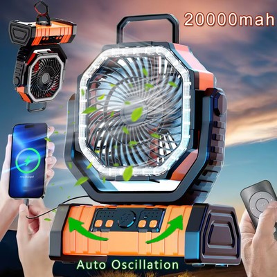 Portatil Ventilador De Aire Frio USB Recargable Abanico Piso Outdoor Con LED Luz