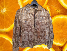 Chicos Gold and Tan Button Up Lightweight Jacket/Blazer Size 0