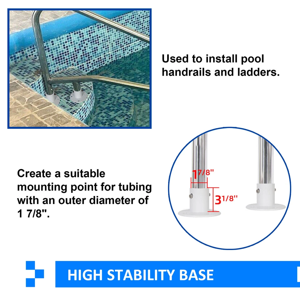 Aluminum Slide Deck Flange w/ Flange Bolt For Inground Swimming Pools 4 pcs - Image 3 of 4