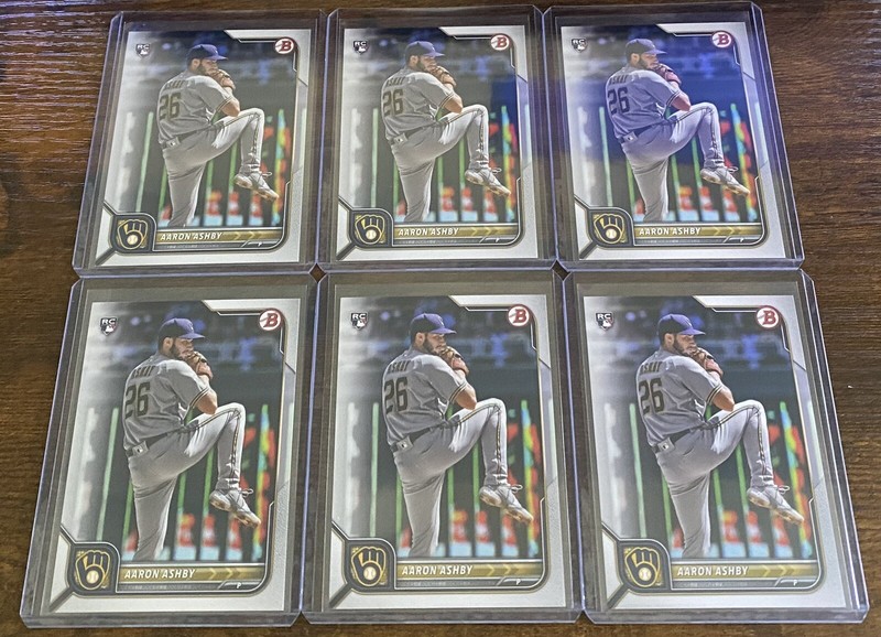 Aaron Ashby 2022 Bowman Rookie RC #21 Milwaukee Brewers Lot (12)