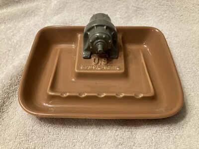 Vintage Advertising Ashtray SYNCROGEAR MOTOR Ceramic Hueckel China El Monte Ca.