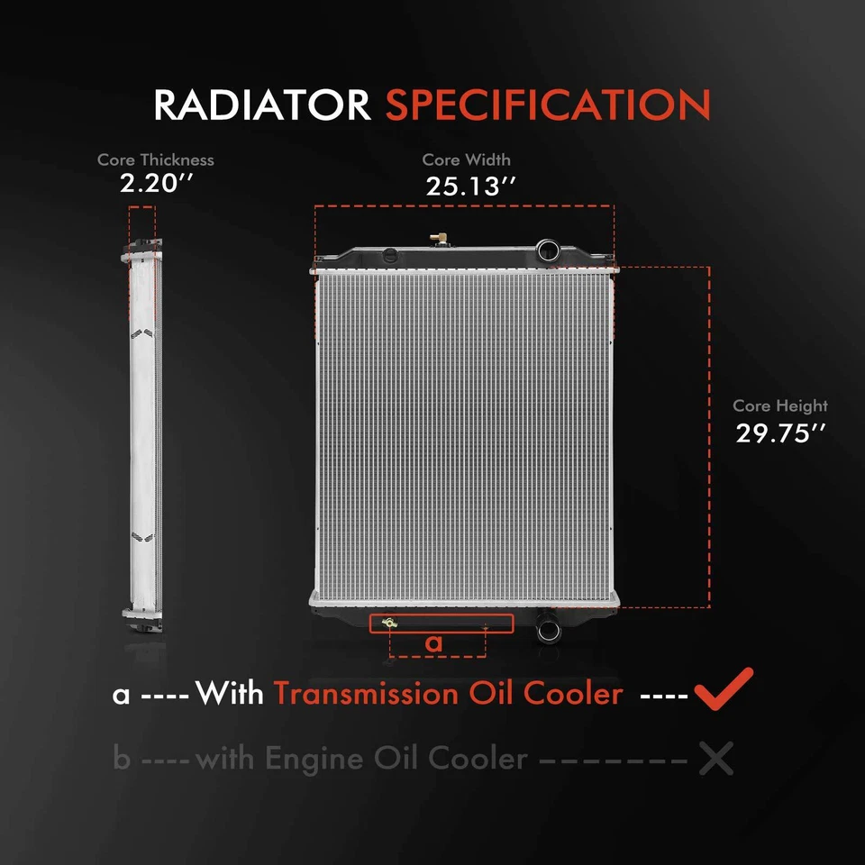 Radiator with Oil Cooler for Blue Bird All American FE 2006 2007 2008 2009-2014 - Image 2 of 4