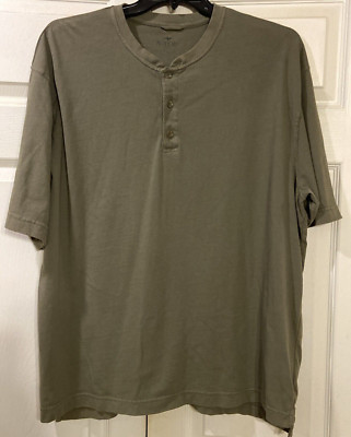Redhead Men's Crew Neck 1/4 Button Short Sleeve Green Casual Shirt Size XL