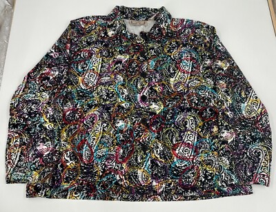 Vintage Life Style Art to Wear Embroidered 100% Cotton Jacket Plus Size 3X