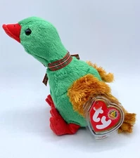 -F TY BEANIE BABY BABIES WITH TAG CHRISTMAS OF THE MONTH GREETINGS DUCK 2004