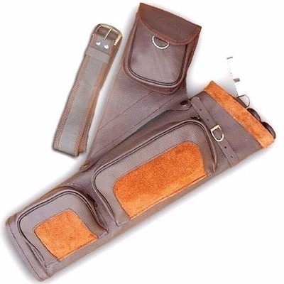 Carol Archery Leather Side//Hip Belt Arrow Quiver AQ122 Black L//H