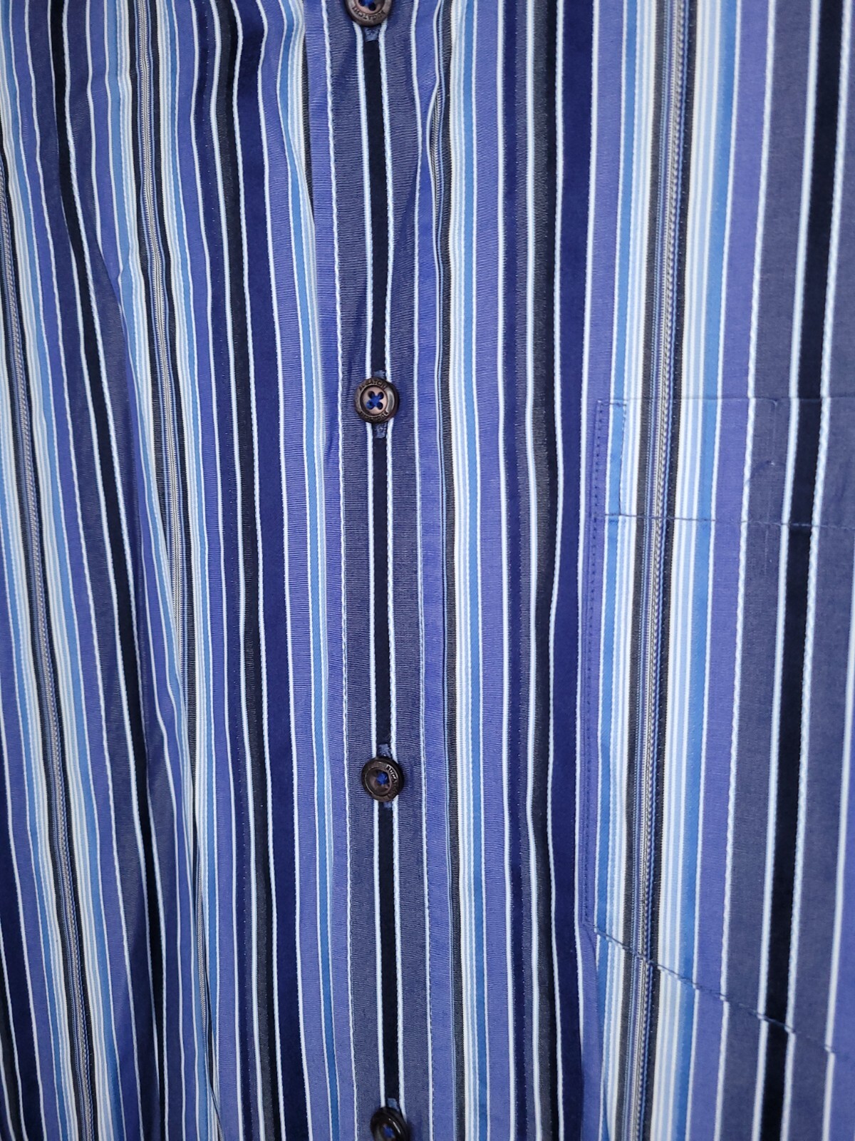 Bugatchi Uomo Shirt Mens Large Blue Striped Shape… - image 3