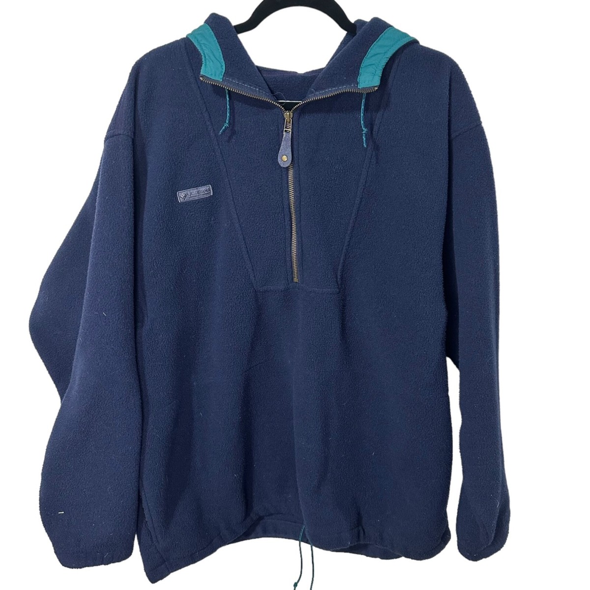 VINTAGE Columbia Men's Hooded Jacket 1/2 Zip Fleece Pullover VINTAGE Columbia Men's Hooded Jacket 1/2 Zip Fleece Pullover