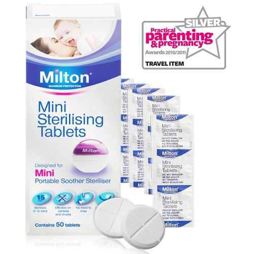 Milton Mini Sterilising Tablet 50Pk Baby Soother Sanitising Dummy Germs