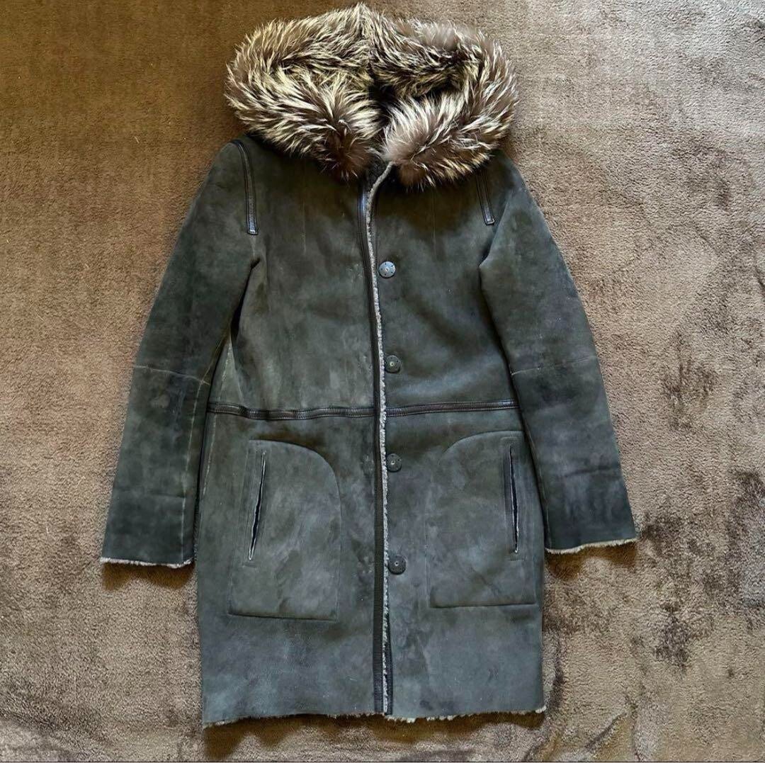 Cappotto reversibile Yves Salomon 2 vie mouton pelliccia boa lungo taglia 38 M con cibo