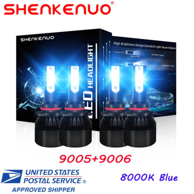 8000K 4Pcs 9005 9006 Front LED Headlights Bulbs High Low Beam Kits C9 30000W