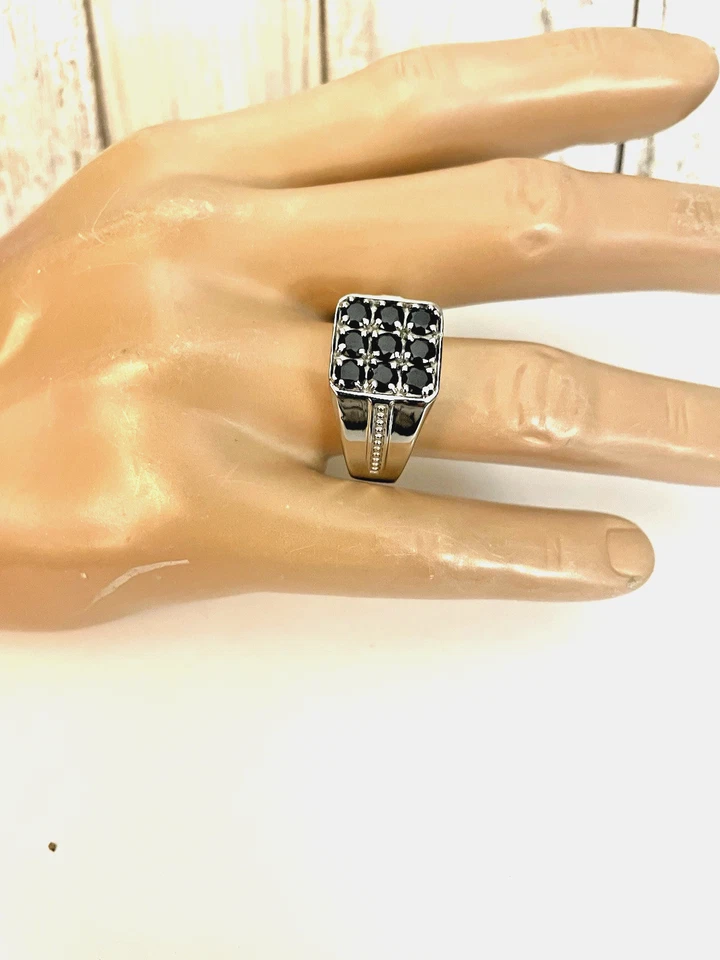 ANILLO TAILANDÉS ESPINELA NEGRA ACERO INOXIDABLE HOMBRE (TALLA 12) - 1,90 ctw Foto 2 de 4