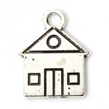 Tibetan Silver House Charms School Building 16mm x 13mm 10pcs C575