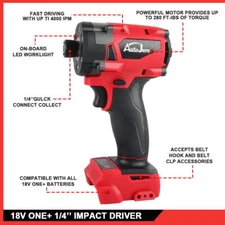 For Milwaukee18V Brushless Cordless 1/4” Electric Wrench Impact Driver Body Only
