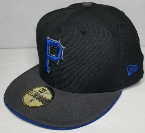 Pittsburgh Pirates - New Era 59Fifty - Fitted Hat Size 8 - Black Gray & Blue