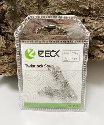 ZECK FISHING Zeck Wels Twistlock Snap 72kg 4 Stück Karabiner Einhänger für Waller Silure Cat