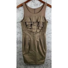 BCBG MAXAZRIA Size 2 Sleeveless mocha Sheath Ruffle Tiered Dress