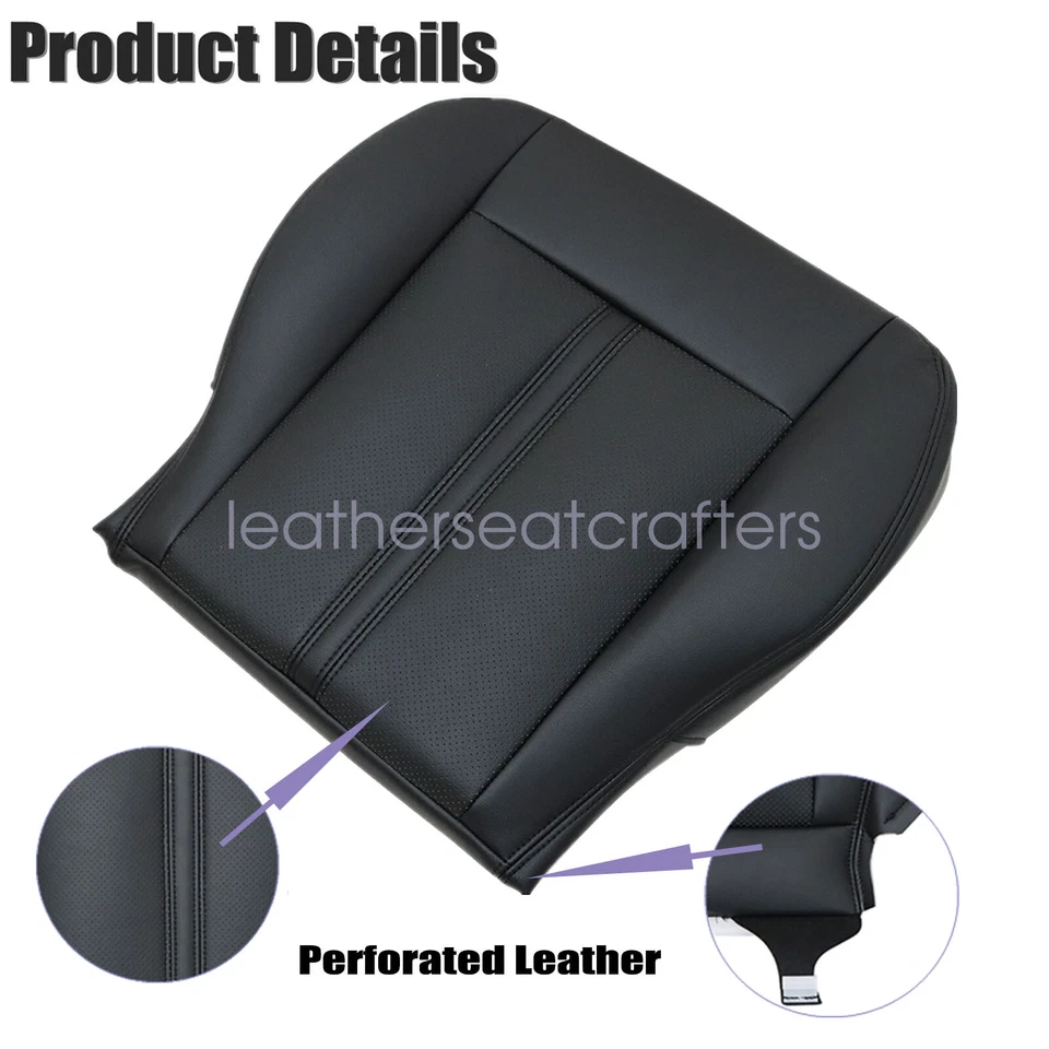 Cubierta de asiento de cuero perforado inferior de pasajero negra para Cadillac SRX 2010-2016 Foto 4 de 4