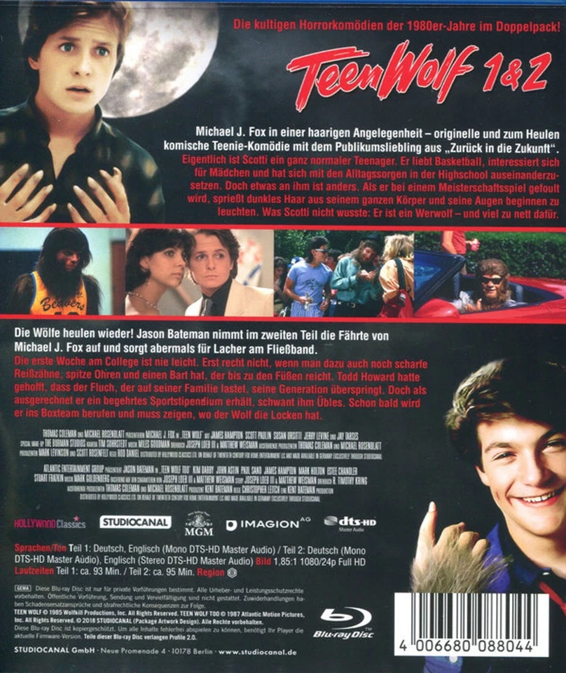 Teen Wolf - Teil: 1+2 (1985 / 87)[Blu-ray/NEU/OVP] Michael J. Fox, James Hampton - Bild 2 von 3