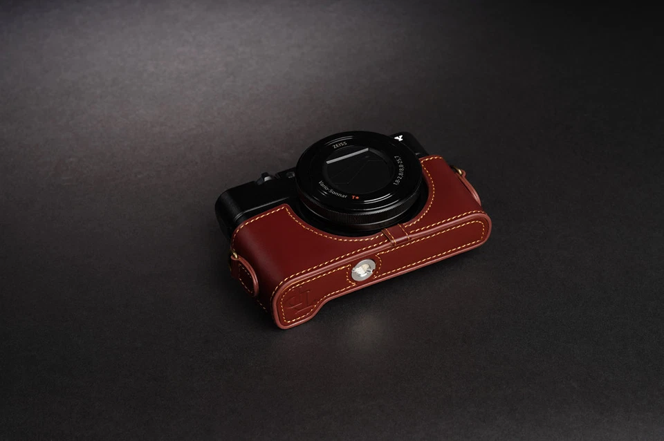 Funda de cuero real con media cámara para SONY RX100 M2 M3 M4 M5 MARK V IV III II Foto 2 de 4