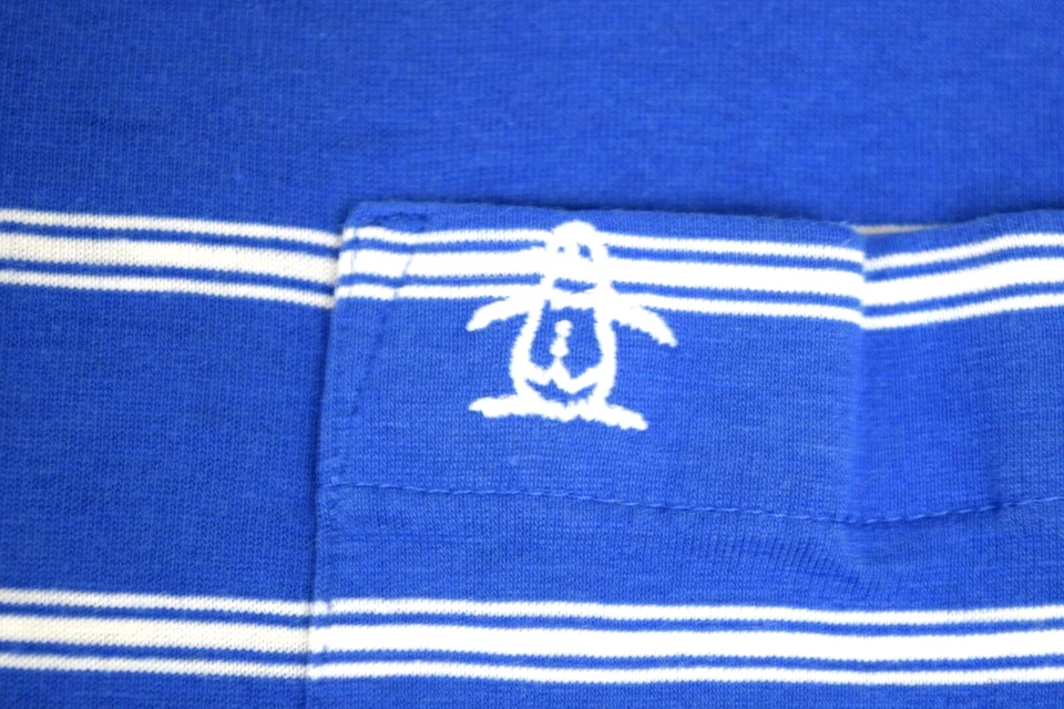 Camisa Pingüino De Colección Grand Slam Munsingwear Talla L Años 80 Azul Blanco Rayas Hecha en EE. UU. Foto 3 de 4