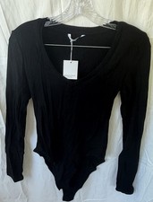 NWT Mango Pop Women's Body Suit Size Small Long Sleeve V-neck Stretch