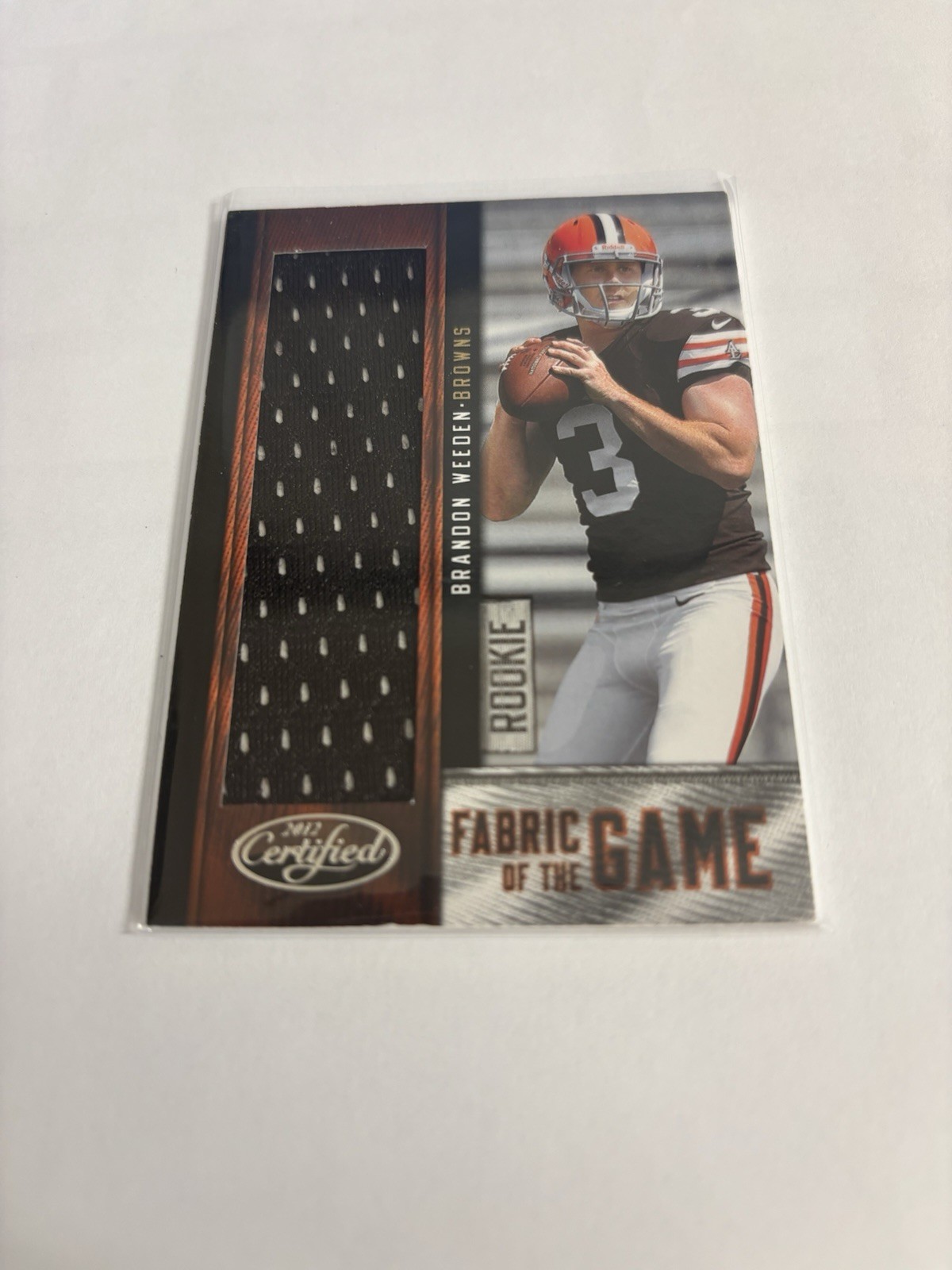 Brandon Weeden Panini Certified Rookie Fabric of the Game #8 Base