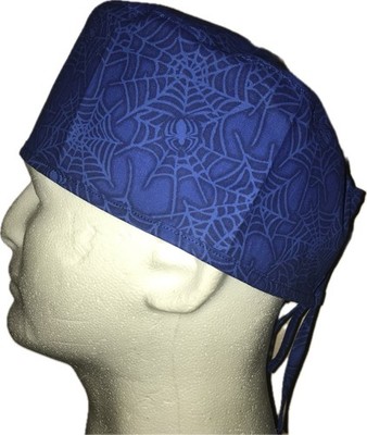 Marvel Spiderman Spiders On Blue Scrub Hat Chemo Cap