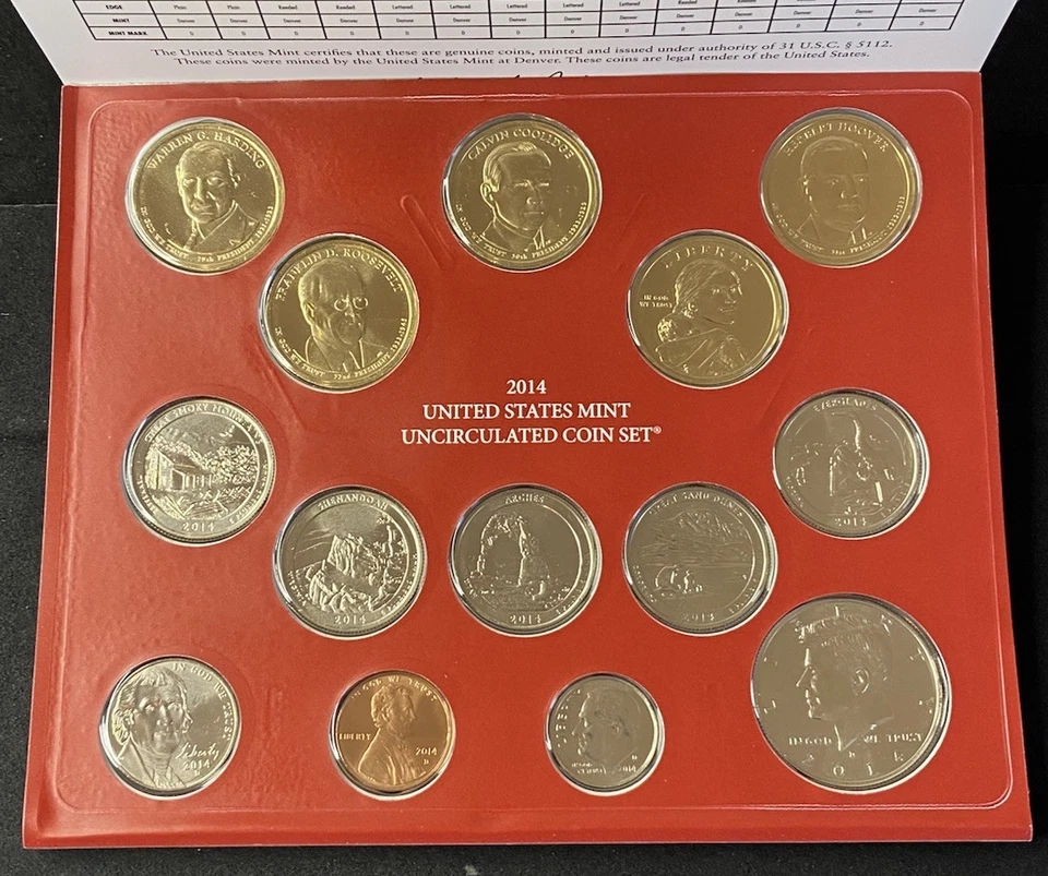 2014 U.S. Mint Uncirculated Denver & Philadelphia 28 Coins Set Free Shipping - Image 4 of 4