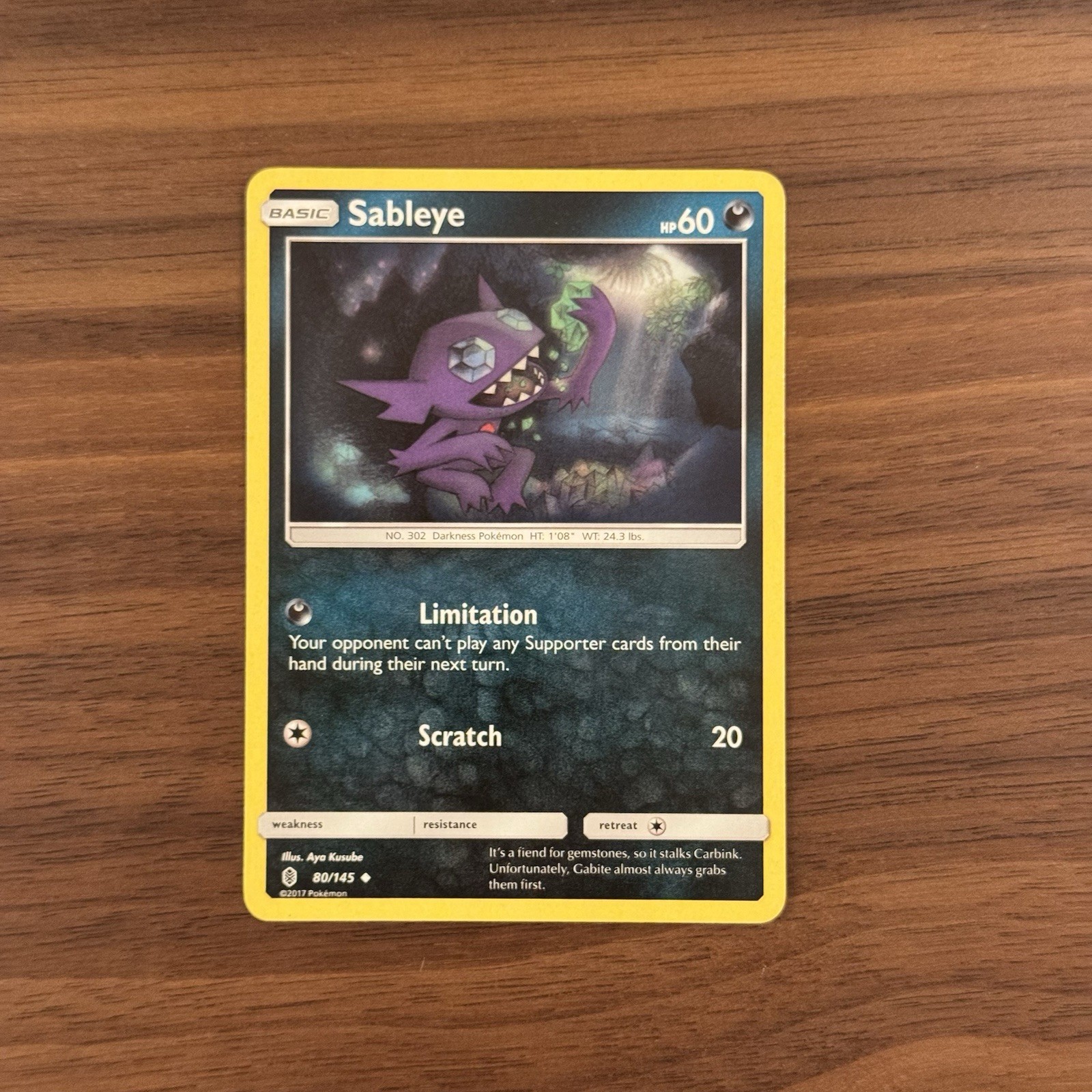 Sableye 80/145 NM Uncommon Sun & Moon Guardians Rising Pokemon Card