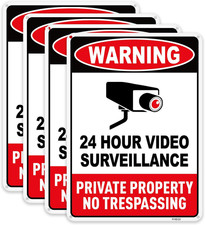 4-Pack Private Property No Trespassing Sign, Video Surveillance Signs Outdoor, U