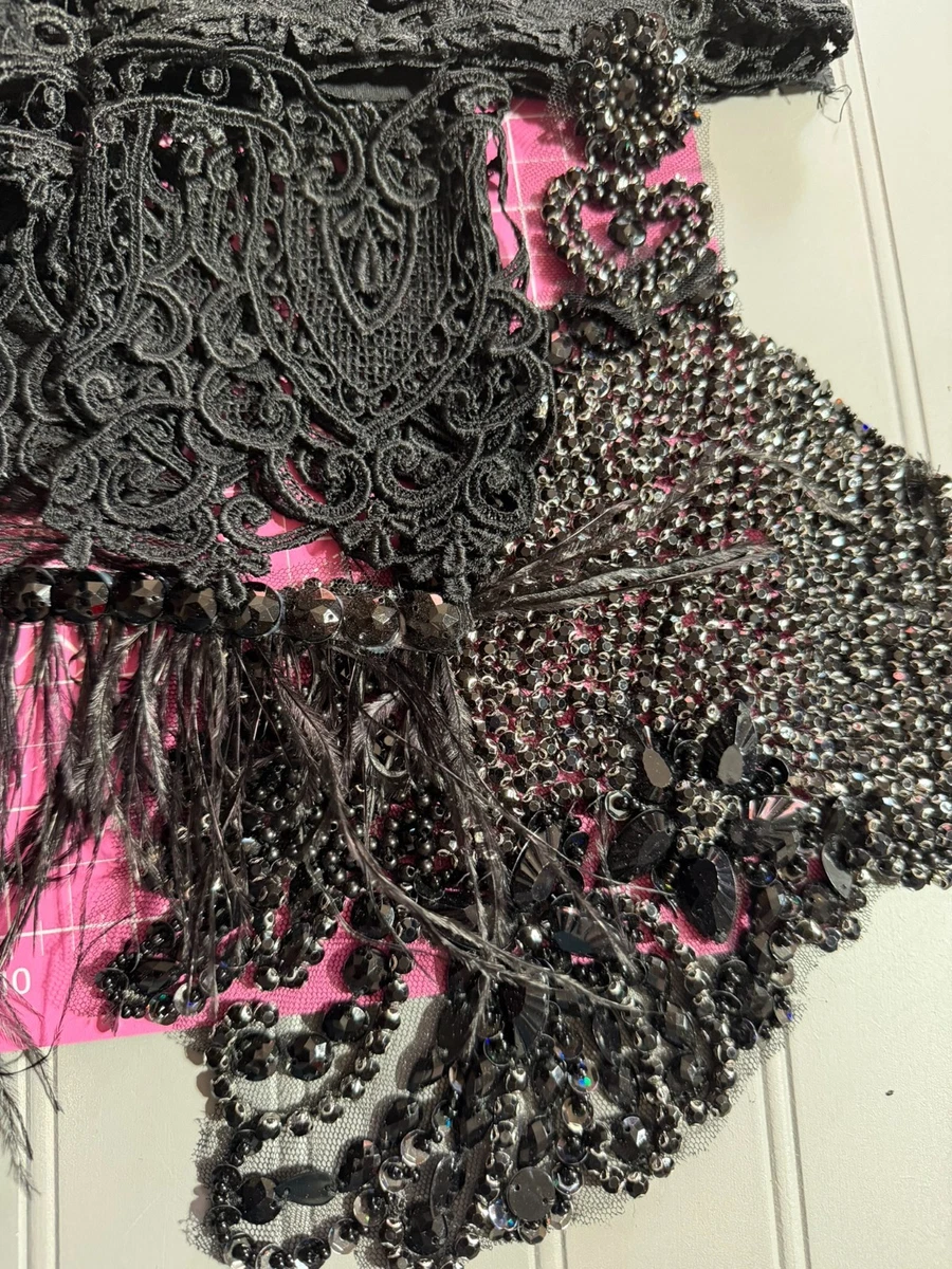 Remnant / Salvaged Vintage Material & Ephemera Pack. Black, Velvet, Sparkle Mix