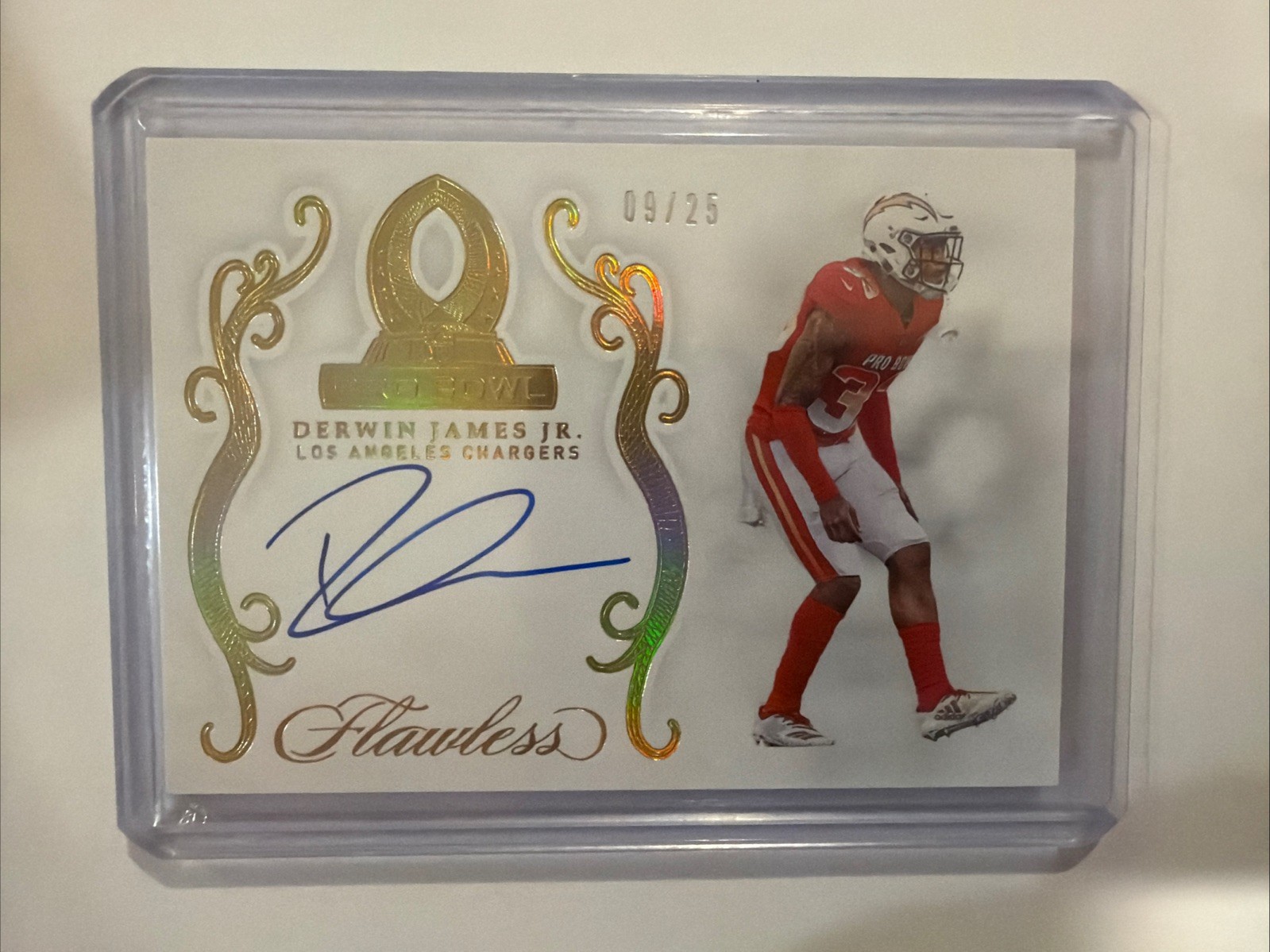 2019 Flawless Derwin James Jr. On Card Pro Bowl Auto /25 Chargers SSP Rare view 1