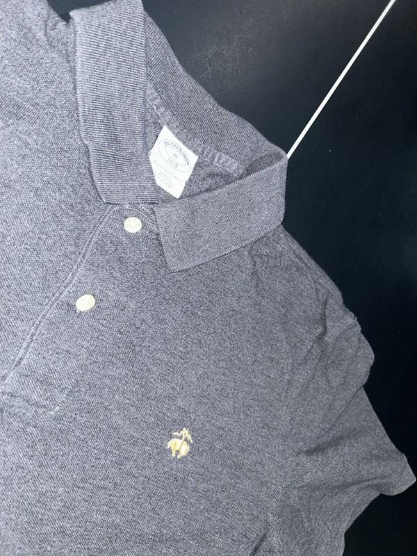 Brooks Brothers 1818 Gray Short Sleeve Polo Shirt XL slim fit  Embroidered Logo