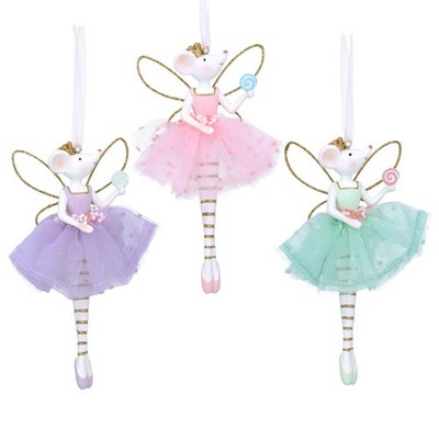 Gisela Graham 3er Set Pastell Design Fee Mäuse Christbaumschmuck