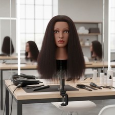 16" Black Real Hair Mannequin Head for Hair Styling  Cosmetology Training