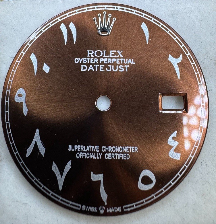Rolex Mens Datejust Custom Chocolate Painted Arabic Dial For 36 Quickset Watches