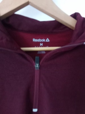 Reebok Men's Burgundy 1/4 Zip Fleece Sweatshirt Mock Neck Logo Size M