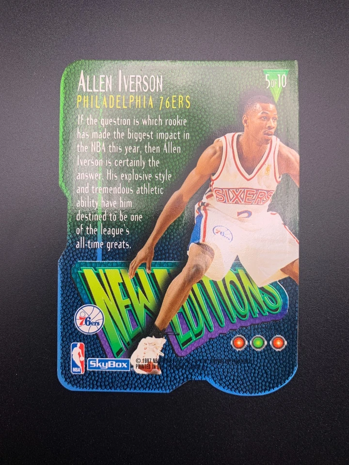 1996-97 Skybox Premium Allen Iverson New Editions Rookie RC #5 76ers - Image 2 of 2
