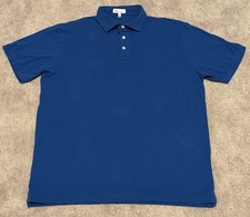 Peter Millar Men  s Striped Polo Performance Shirt Blue Short Sleeve Size Large