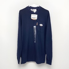 NWT Rasco FR Fire Resistant Workwear Long Sleeve Henley T Shirt Mens Small Blue