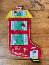 Rare Vintage Bucilla Jeweled Felt Christmas Children's Stocking 1822 - Completed