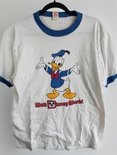 Vintage Men's Donald Duck Walt Disney World Ringer T-Shirt White Size XL