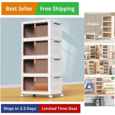 4 Tier Plastic Storage Bins with Lid 23QT, Stackable Storage Containers with ...