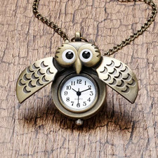 OWL Wings Vintage Quartz Pocket Watch with Chain Pendent GOTHIC