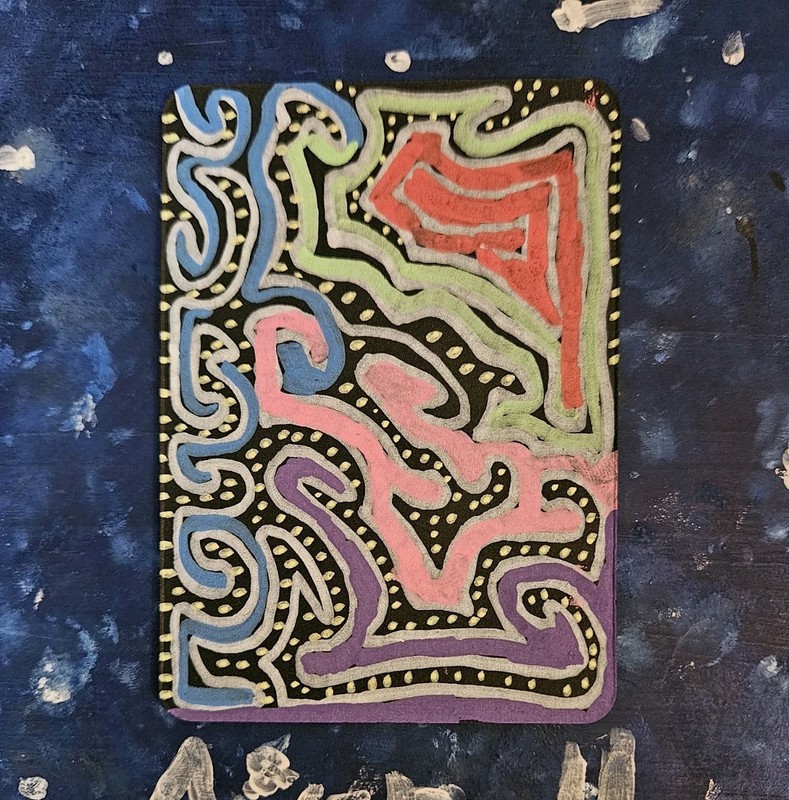 ACEO Original Art Colored Lines On Paper 2.5x3.5 By Avaryll.Rain