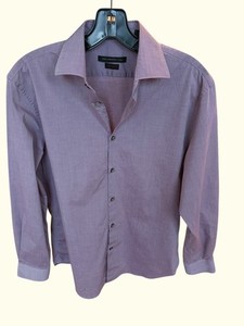 John Varvatos Star USA Mens Dress Shirt Purple Cotton Point Spread Size 15