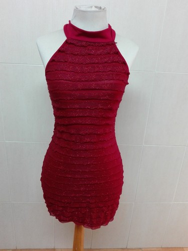 Vestido rojo de fiesta fashion sexy, volantes y bonito lazo en cuello Talla  34 | eBay