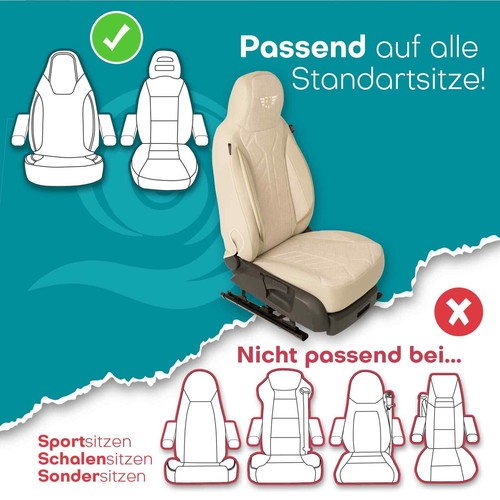 Fundas de asiento para autocaravana piloto adecuadas para Eura Mobil Activa One (beige) - Imagen 8 de 13